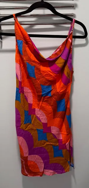 Olivaceous Mini Dress Multicolor Large Retro Geometric Festival Summer‎ Party thumbnail 1