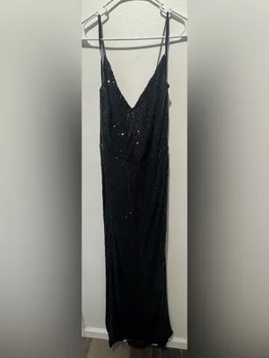 B Darlin Black Sequin Spaghetti-Strap Maxi Dress thumbnail 3