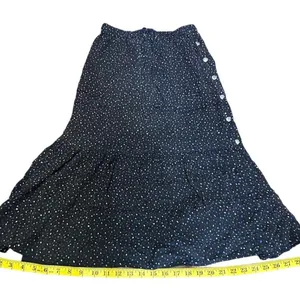 Coach Tiered Snap Aline Midi Skirt Sz.0 Stretch Waist - Dots Black Multicolor thumbnail 7