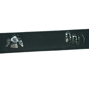 Sunbelt Womens Leather Belt Black Southwestern Silver Concho Emblems Western L thumbnail 5