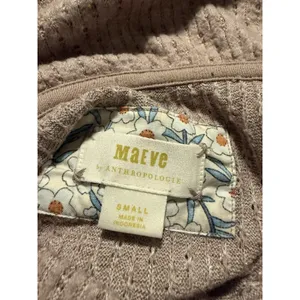 Maeve by Anthropologie Cowl Neck Cozy Ruffle Knit Tan‎ Boho Sweater Size Small thumbnail 4
