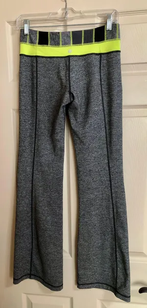 Lululemon Groove Pants, Size 4, Heathered Gray And Yellow thumbnail 2