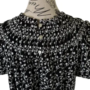 Loft Women's Petite Blouse Black White Size L Polka Dot Boat Neck Short Sleeve Casual thumbnail 7