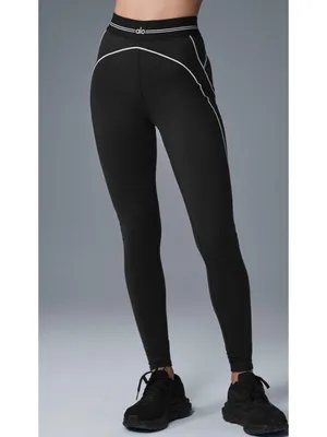 Alo Airbrush High-Waist Heart Throb Leggings Black White Hi-Rise Waisted Tights thumbnail 2