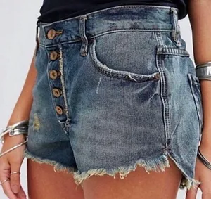 Free People Button Fly Distressed Denim Cutoff Jean Shorts thumbnail 1