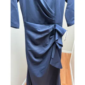 NEW XSCAPE Evening Long Gown Navy Blue Ruffle Formal Dress Elegant Womens Sz 10 thumbnail 6