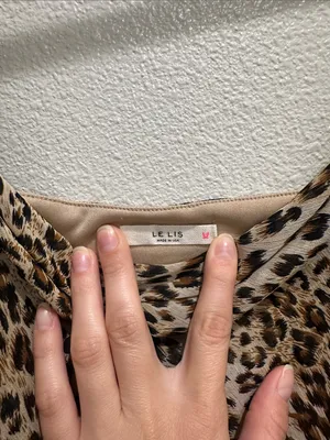 Le Lis Leopard-Print Slip Dress in Tan and Black thumbnail 3