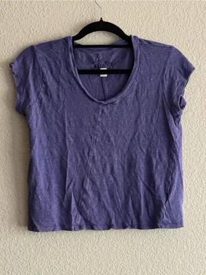 Sigrid Olsen 100% Linen Purple V Neck Short Sleeve Casual Top Blouse Size Medium thumbnail 5