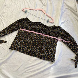 Madewell XXS Floral Puff Sleeve Blouse Mustard Print Tie Cuff Boho Romantic thumbnail 6