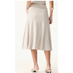 OGL Women Small Midnight Navy Stretch Modal Pleated Flowy Maxi Skirt New thumbnail 5