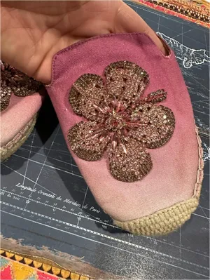 White House Black Market Floral Beaded Ombre Espadrilles – Pink Sunset – Size 7 thumbnail 5