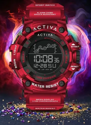 Invicta Activa Digital Essentials 56MM Mens Oversized LUXE COLLECTION Red / Black Watch! thumbnail 1
