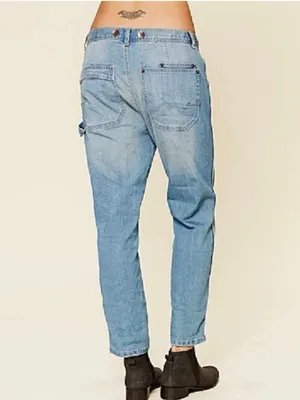 Free People Boyfriend Carpenter Jeans Aquamarine 25 thumbnail 3