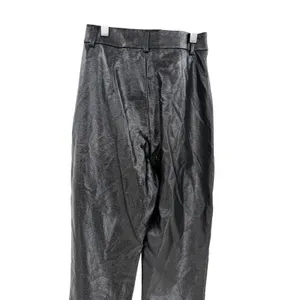 White Fox Crinkle Patent Straight Leg Pants High Rise Black Size XS‎ thumbnail 6