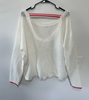 Daily Practice White Ribbed Pullover Sweater thumbnail 1