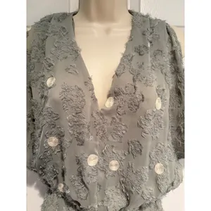 Zara Sage Green Polka Dot Eyelash Textured V-Neck Midi Dress S NWT Boho Fairy thumbnail 5