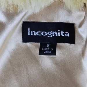 Incognita Cream Faux Fur Jacket Small Modacrylic Plush Glam Winter Coat thumbnail 5