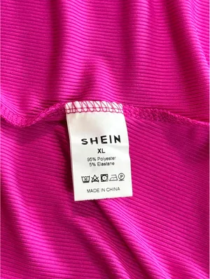 SHEIN Pink Ruched Bodycon Midi Dress Sleeveless Side Slit Sexy Party XL Hot Pink thumbnail 5