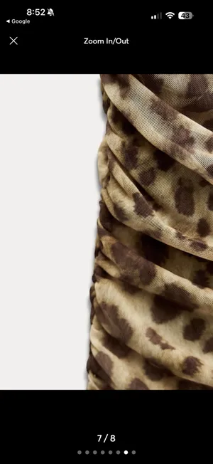 Zara Leopard-Print Ruched Midi Dress in Tan thumbnail 7