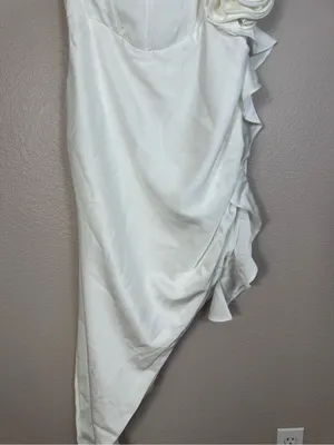 Club L London On The List White Asymmetrical Corset Midi Dress Floral Drape $145 thumbnail 8