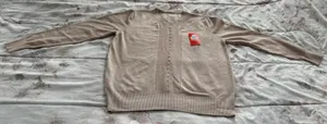NWT Beige Pearl Beading V-neck Ribbed Detailing Cottagecore Sweater, size M thumbnail 9