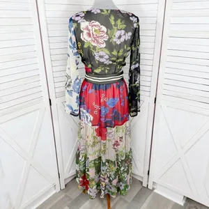 Kaktus Maxi‎ Dress Small Floral Patternblock Patchwork Tiered Cottagecore Boho thumbnail 4