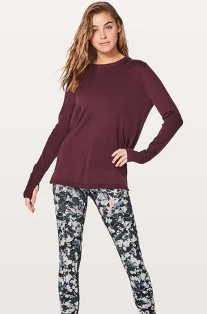 Lululemon Bring It Backbend Sweater Redwood Size 14 Cashmere Blend $118 Keyhole thumbnail 1