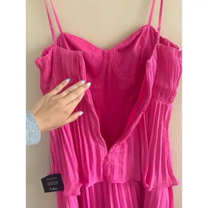 Lulus Lulus Cascading Crush Hot Pink Tiered Bustier Midi Dress Size Large Formal thumbnail 9