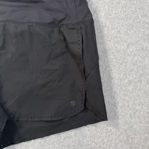 Athleta Laser Run Shorts Women's Large Black Zipper Pocket Lined Running Active thumbnail 2