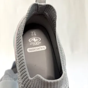 Athletic Works Slip On Sneakers‎ Gray Knit Odor Control Walking Shoes New 7.5 thumbnail 9