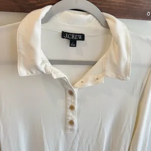 J Crew Perfect Rib Polo Shirt in Ivory Size Large‎ thumbnail 3