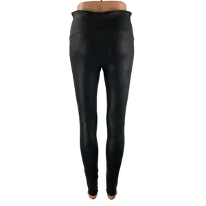 Spanx Women's Black Faux Vegan Leather High Rise Skinny Moto Leggings Pants Sz L thumbnail 4