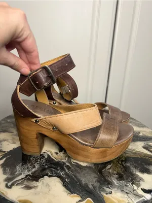 BED|STÜ Sophie Leather Wooden Platform Heeled Sandals thumbnail 9