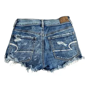 American Eagle Blue Shortie Stretch X Distressed Denim Shorts Size 2 Cotton thumbnail 4