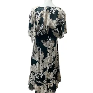 Calvin Klein Women's Floral Wrap Midi Dress Black Size 14 Party/Cocktail thumbnail 5