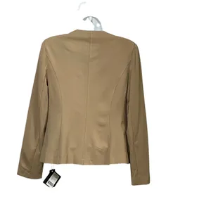 Mina Self Women Khaki Tan Open Front Collarless Blazer Jacket XX005S Size S NWT thumbnail 3