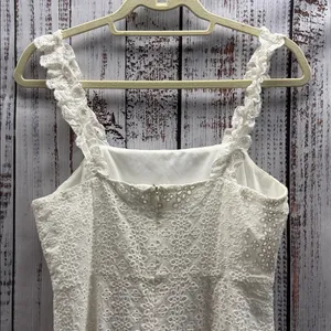 Lulu's Sincere Sweetheart White Cream Eyelet Lace Ruffled Midi Dress Size Medium thumbnail 9