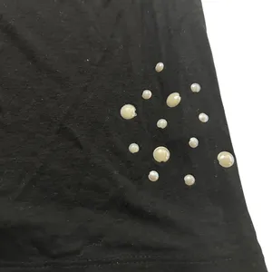 Long Sleeve Top Black Pearl Embellished Moral Fiber Elegant Chic Size L thumbnail 7