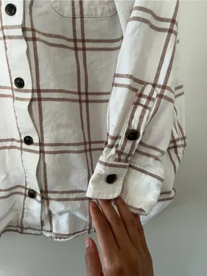 J crew White Brown Plaid Flannel Button Down Shirt Medium Preppy Coastal Western thumbnail 6