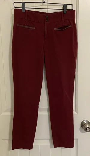 EUC | Anthropologie women’s burgundy‎ slim cut pants — size 4 thumbnail 1