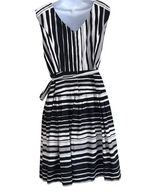 Robbie Bee Striped Belted Fit & Flare Dress Size 12 thumbnail 6