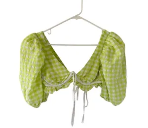 For Love And Lemons Maureen Gingham Crop Top thumbnail 3