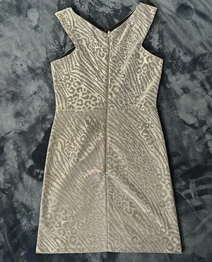 Topshop Metallic Silver Grey Leopard Animal Print Mini Dress Sz 4 thumbnail 12