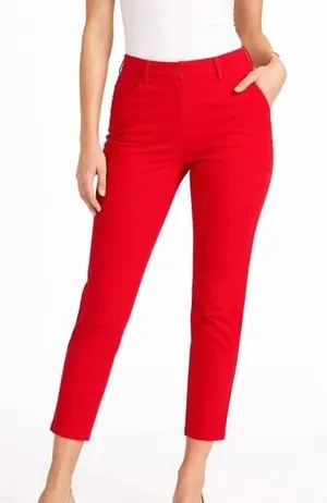 J. Crew Minnie Pants Red‎ Size 00 Cropped Ankle Slim Fit thumbnail 1