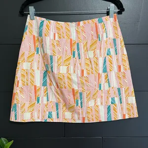JUNE & HUDSON Boho Unique Fit & Flare Colorful Geo Skirt Sz Small EUC thumbnail 2