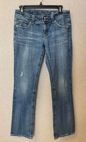 Miss Me Women Size‎ 30 Boot Cut distressed Blue Denim Jeans Western thumbnail 1
