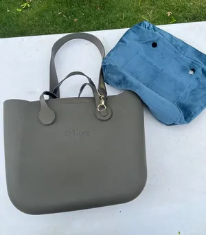 O bag Matte Olive Tote with Removable Teal Insert Green thumbnail 1