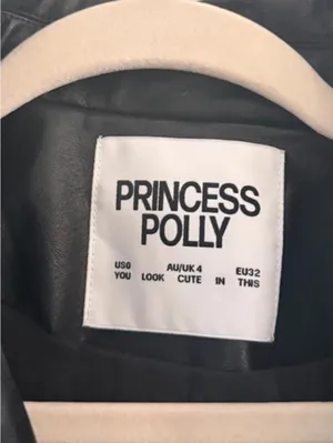 Princess Polly Speak Easy Long Line Faux Leather Coat Black thumbnail 4