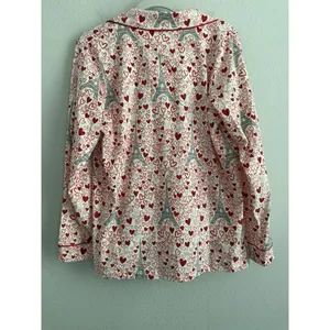 BedHead Women's Long Sleeve Button Down Pajama Top Heart Eiffel Notch Size M NEW thumbnail 8