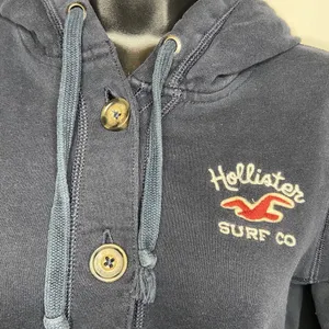 Hollister Navy Blue Button Front Sweater Size Medium thumbnail 2